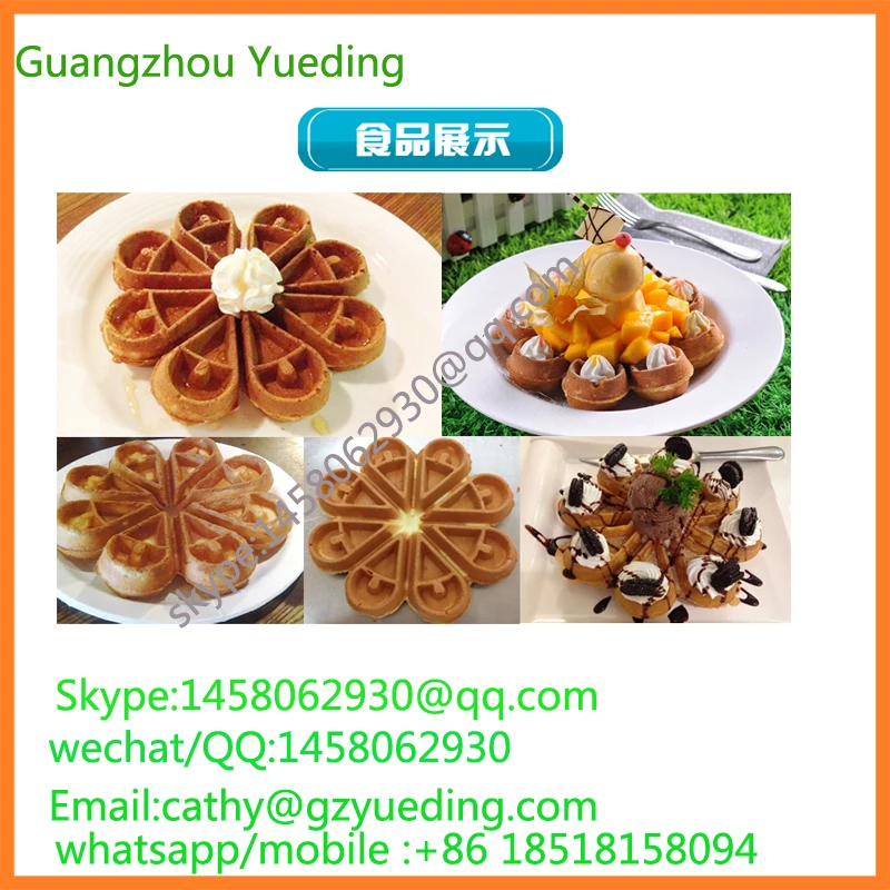 

Most popular snack machine, Water drop shape Waffle Maker, heart shape waffle making machine with Electric Temperature Control