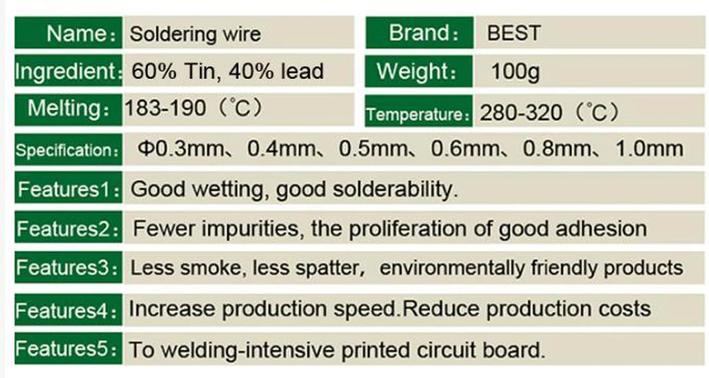 BEST 1,2 мм 100 г оловянный припой электронный ремонт сварки Проволочный припой для интенсивной платы сварки обслуживания инструменты