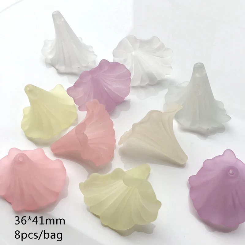 

Meideheng Acrylic Translucent Dull Polish Morning glory Beads raised grain Fit Jewelry DIY Craft Accessories 36*41mm 8PCS/bag