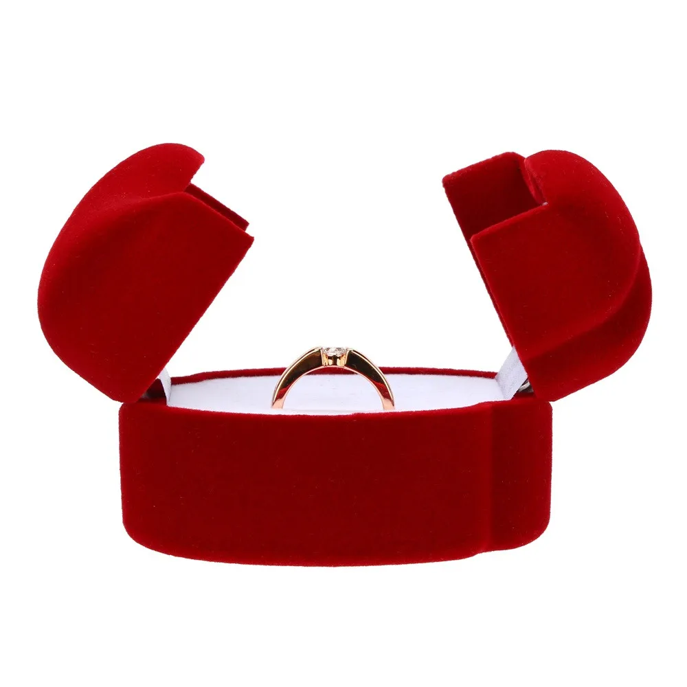 Шикарное бархатное романтическое Двойное сердце контейнер для хранения ювелирных изделий чехол подарок декоративный держатель Органайзер предложение женитьбы кольцо коробочка для мелочей