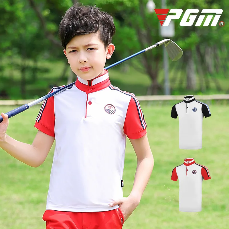 2019 PGM جولف الملابس الأطفال والمراهقين الصيف تنفس النسيج طوق قصيرة الأكمام