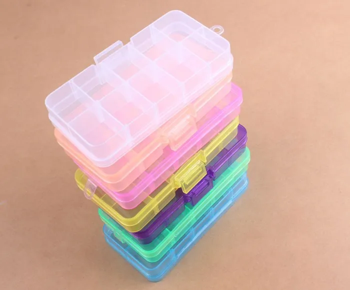 1pcs 10 Slot Jewelry Rectangle Display Storage beads Organizer Case Box