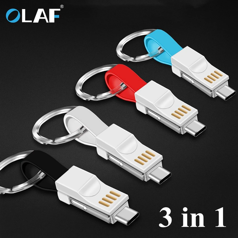 Мини брелок OLAF кабель Micro USB для iPhone 8 7 зарядный с подсветкой портативный шнур