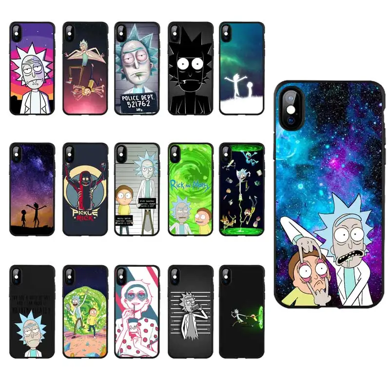Koop DREAMFOX M348 Rick En Morty Black Soft TPU Silicone Case Cover Voor Apple iPhone XR XS Max X 8 7 6 6 s Plus 5 5 s 5g SE