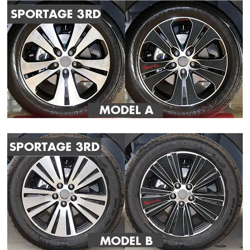 Автомобильный Стайлинг черного углеродного волокна виниловая наклейка на ступицу колеса подходит для KIA SPORTAGE R 2010- внешние аксессуары(для 18' колес