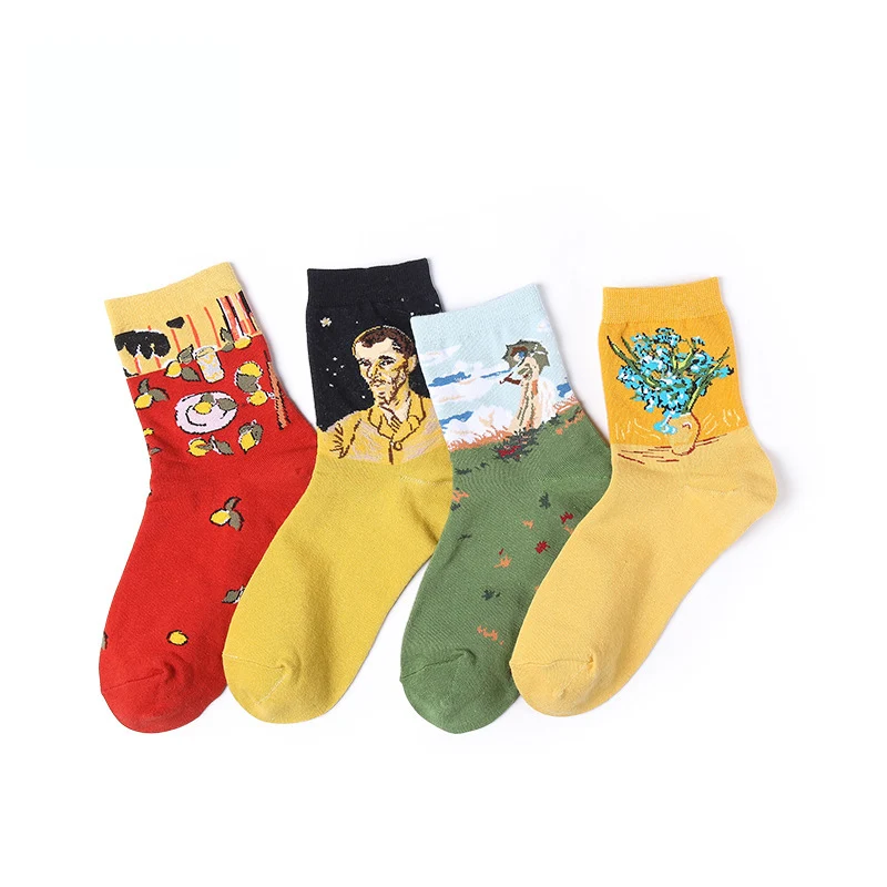 

Spring sutumn Creative Oiling Socks Women Retro liter Celebrity Portrait Women Happy Socks Europe America New Spring Sock