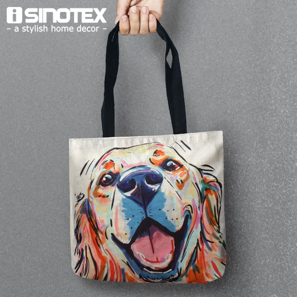 Цвет Собаки Сумки для хранения с принтом Сумка-тоут удобство Для женщин плеча