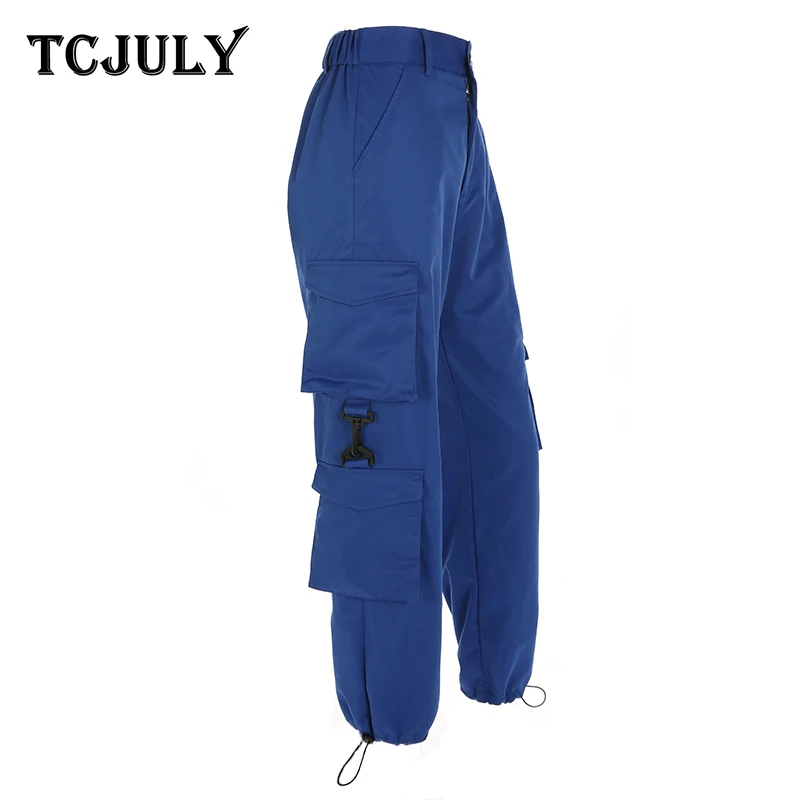 Женские брюки карго TCJULY однотонные повседневные с высокой талией из 100% хлопка