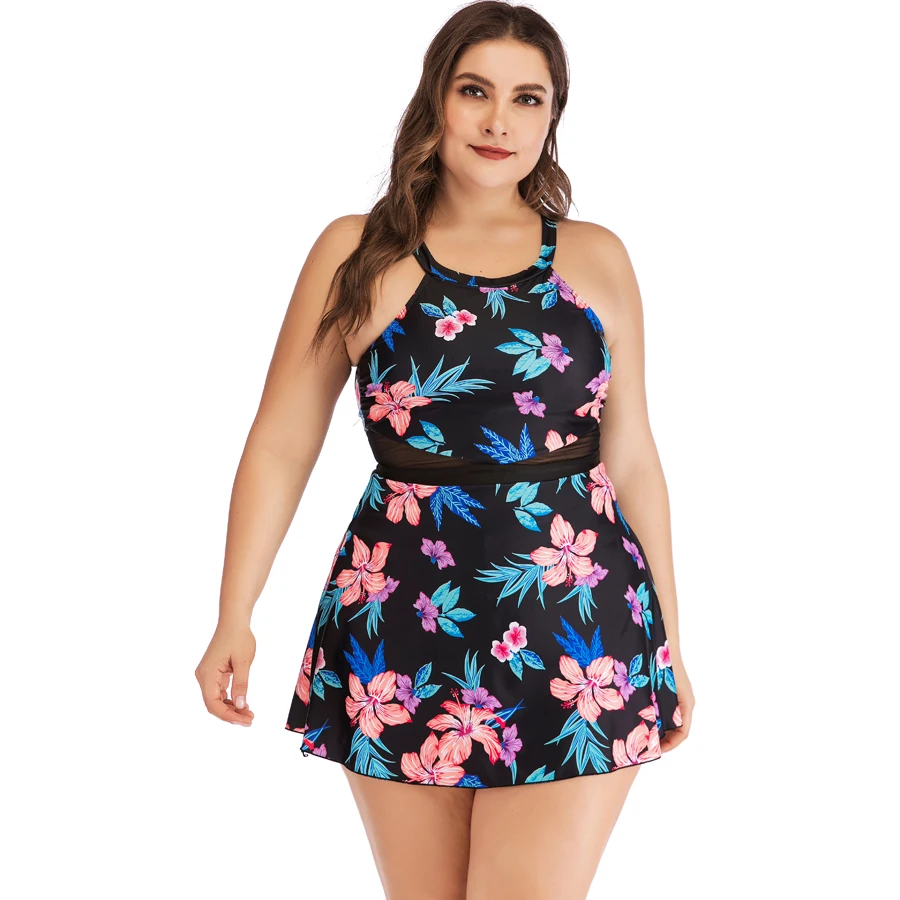 

Plus Size S-6XL Tankini Set 2019 Summer Bathing Suit With Board Bottom Vintage Swimming Suit For Women Plavky Beachwear