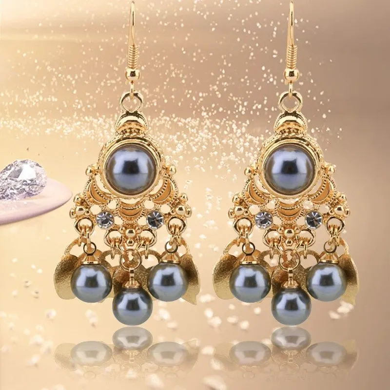 Download New Design Retro Fashion Gold Color Peach Heart Dangle Ear Exaggerated Tassel Earrings For Women ...