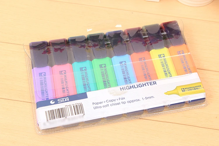 

8 color Highlighter Marker 8 pens/box, chisel tip of 5mm, colorful ink, YGB00014