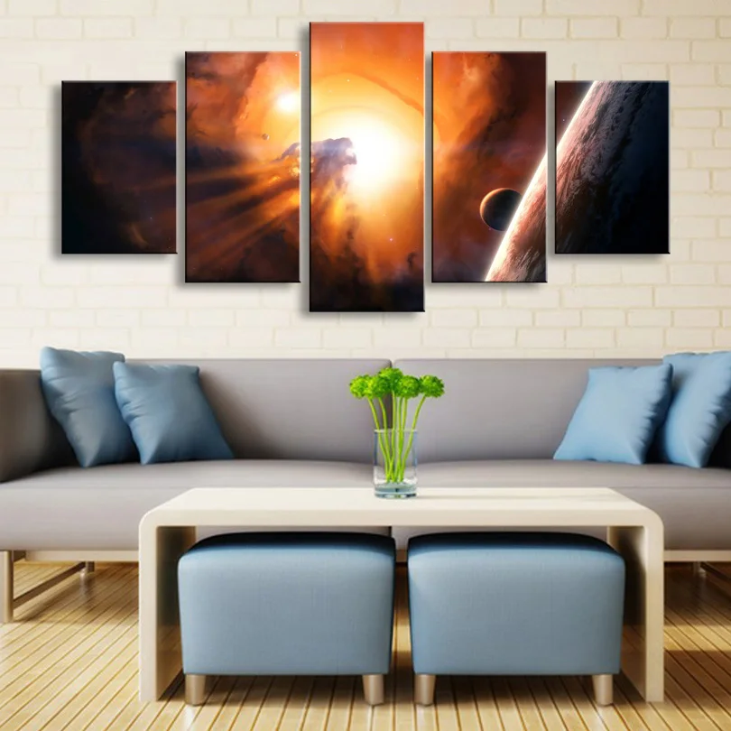 5 pieces high-definition no frame print  Nebula canvas oil painting poster and wall art living room picture XY-018 (6)