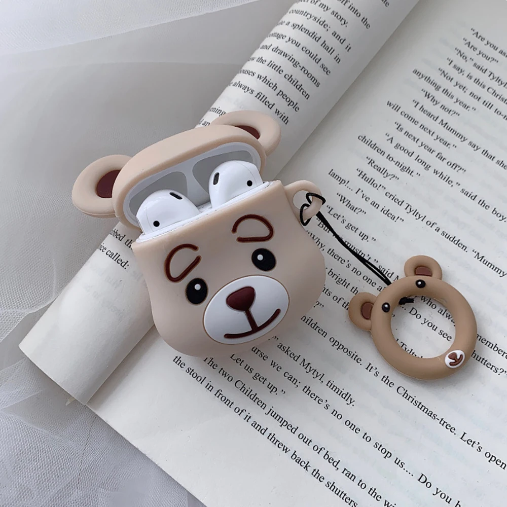 

For Apple Air pods Case Cute Bear Bluetooth Wireless Earphone Case PU Silicone Protective Cover for AirPods 1 2 case