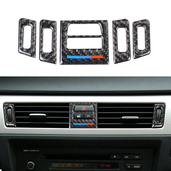 

Carbon Fiber Car Interior Central Air Conditioner Outlet Frame Cover Decoration Stickers For BMW E90 E92 E93 3 Series 2005-2012