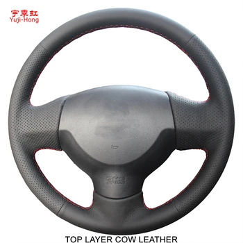 

Top Layer Genuine Cow Leather Car Steering Covers Case for Mitsubishi Lancer-EX Outlander Hand-stitched Wheel Cover