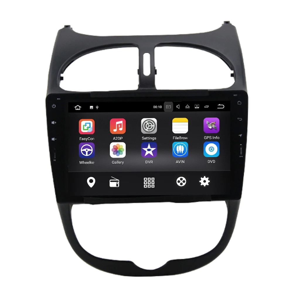 Top 9 inch full touch screen Quad-core android 7.1 car radio GPS multimedia for Peugeot 206 2000-2016 with WiFi 3G Bluetooth USB 2