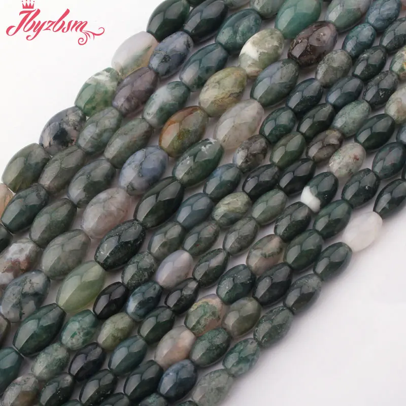 6x8,8x12mm Smooth Oval Green Moss Agates Beads Natural Stone Beads For
