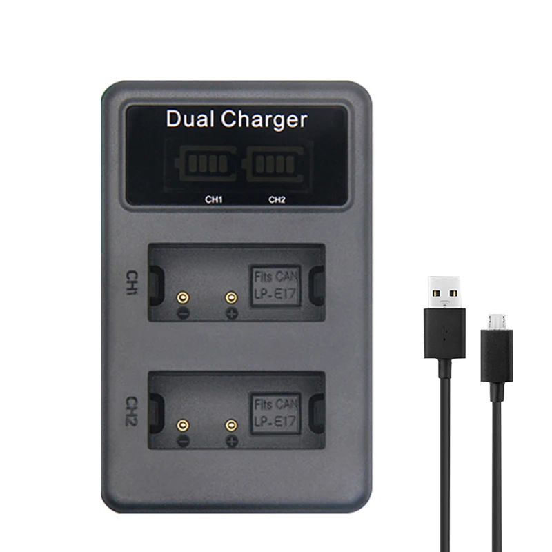 

LP-E17 LP E17 LPE17 Battery Daul USB Charger LCD display charging for Canon Cameras EOS 750D 760D T6i T6s M3 Kiss X8i 8000D