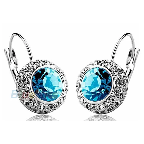 

3 Colors Fashion Crystal Dangle Round Earrings with Rhinestone Round Created River 1NLB