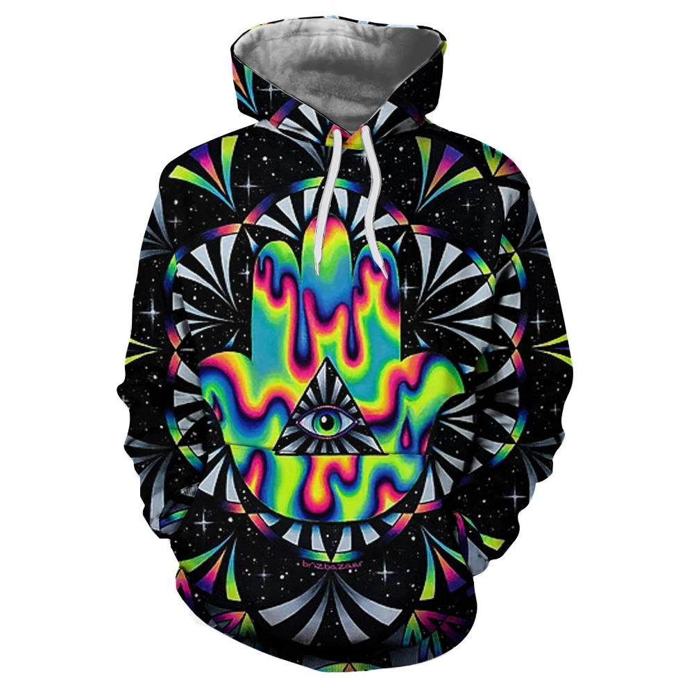 Trippy hamsa By Brizbazaar Art 3D толстовки для мужчин с капюшоном Осенняя толстовка унисекс