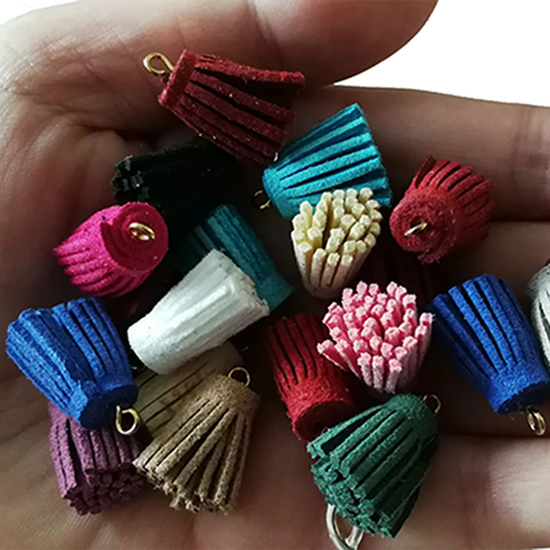 10 шт./лот Винтаж Шарм разноцветный LeatherTassel для аксессуары ручной работы DIY Jewelry брелок в виде кисточки мобильные ремни кулон