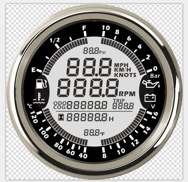 6 в 1 Многофункциональный манометр gps Спидометр Тахометр час температура воды Уровень топлива масла вольтметр давления 12 В 0-10 бар - Цвет: BS