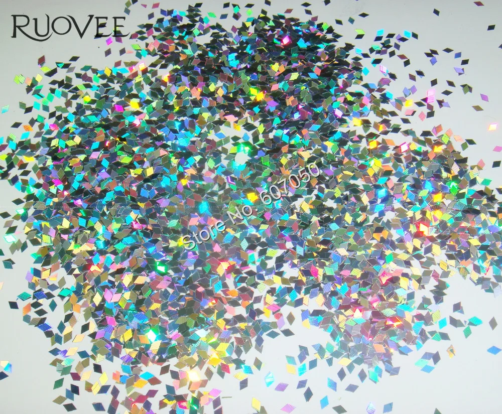 50Gram Laser Holographic Silver 2MM Chunky Rhombus Nail Glitter Diamond-Shape Sequin Paillette Spangle for DIY Manicure Art Deco 4