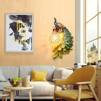 

Nordic Loft Resin Peacock LED Wall Lamps Vintage Bedroom Living Room Corridor LED Wall Lights Indoor Lighting Decoration Outdoor