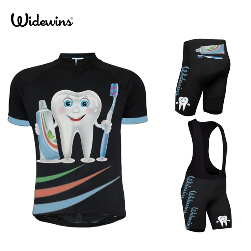 

2018 Summer Pure Black Short Sleeve Jersey Road Bike Clothing tops Customize cycling jersey Breathable Small white teeth 7107