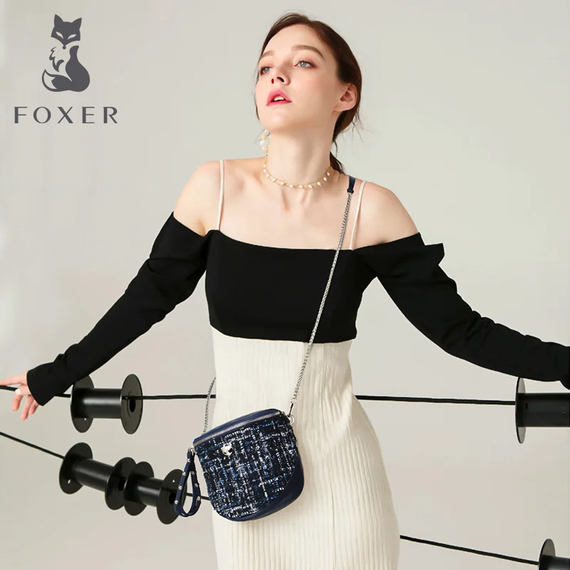 

FOXER INS Style 2019 New Design Flap Bags Fashion Girl's Saddle bag Leather Chic Lady Party Small Crossbody Bag Chain bag
