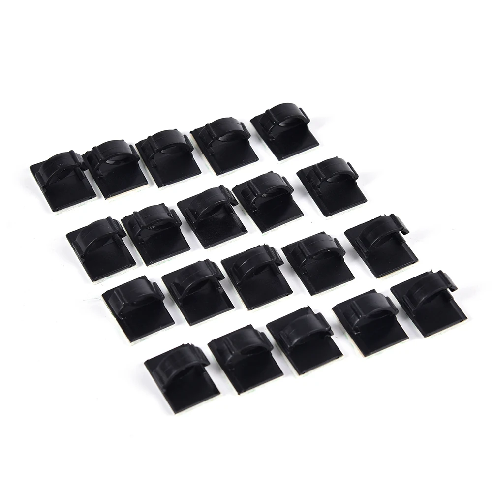 20xCable Holder Clips Tidy Adhesive Home Car Wire Tie Fixer Drop Clamp Cord Clip