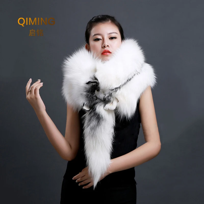 Party Luxury Brand Real Fur Scarves Neck Warmer Mulheres Inverno