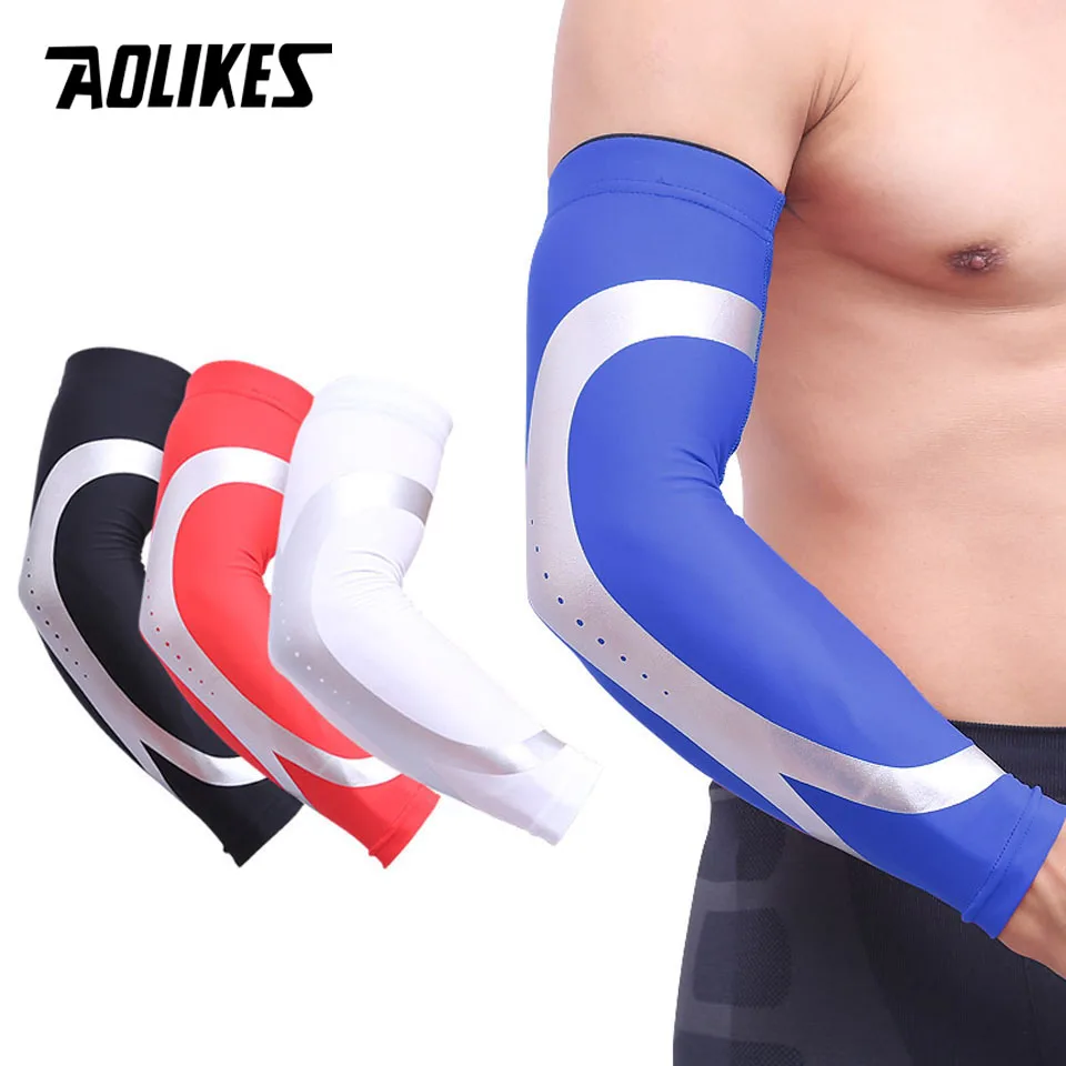 

AOLIKES 1PCS Sports Long Arm Sleeve Warmers Basketball Shooting Elbow Pads Protector Stretch Padded Support Guard Pad