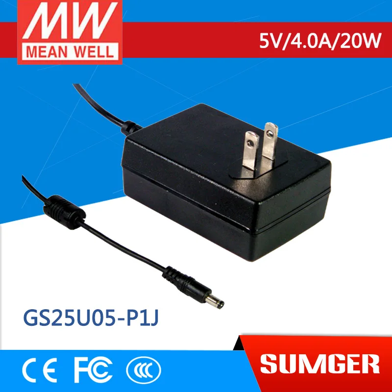 

[Freeshiping 2Pcs] MEAN WELL original GS25U05-P1J 5V 4A meanwell GS25U05 5V 20W AC-DC Industrial Adaptor