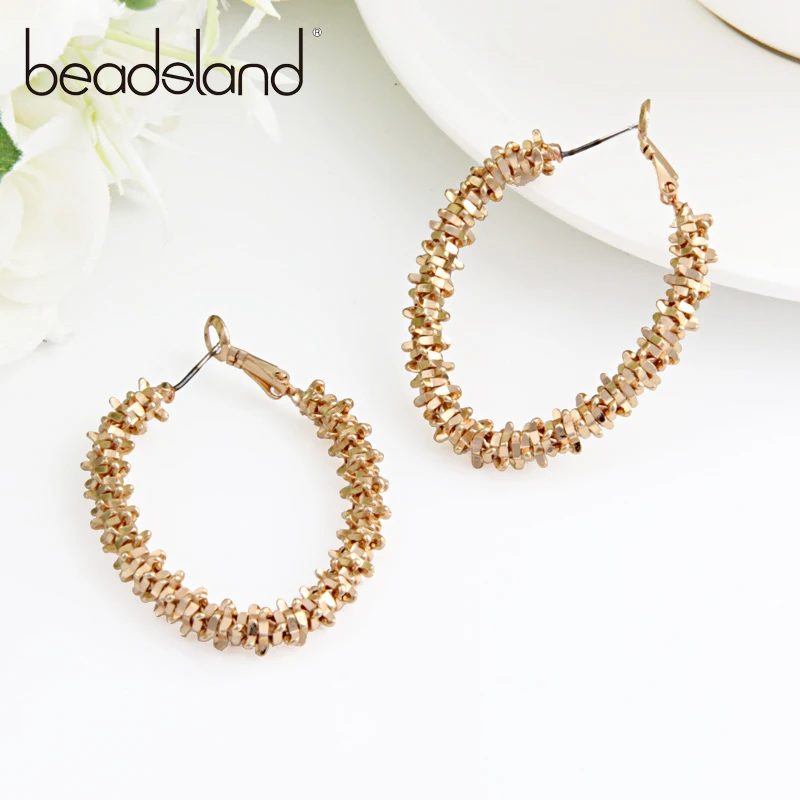 

Beadsland Hoop Earrings Copper Electroplating Bright Gold Individual Design Fashion Ethnic Woman Girl Party Festival Gift 40342