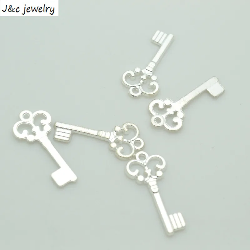 

New Arrival 75 pcs/lot Alloy Charms Pendant key silver plated 21*10 mm Jewelry Making DIY Charms Handmade Crafts 34179B