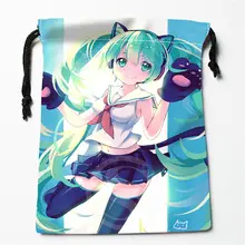 Новая сумка для хранения с принтом Hatsune Miku, 27x35 см, сатиновые сумки со шнурками, компрессионные сумки, подгоняемые вашим изображением, подарки