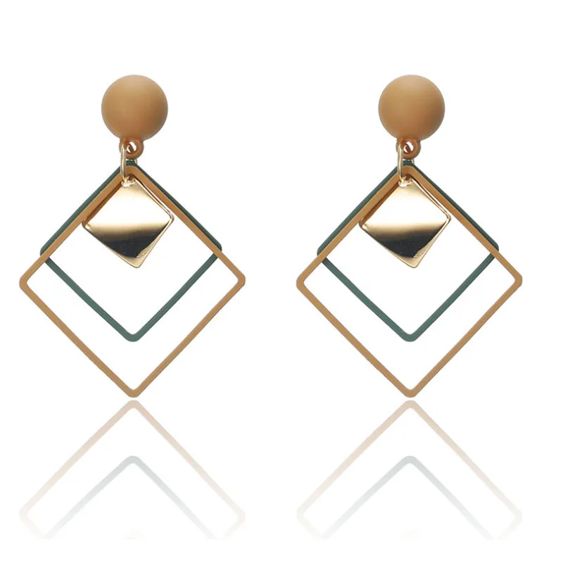 

Simple Design Geometric Earrings Women Candy Colors Earring Statement Geometric Hollow Square Drop Earrings for Women Jewelry