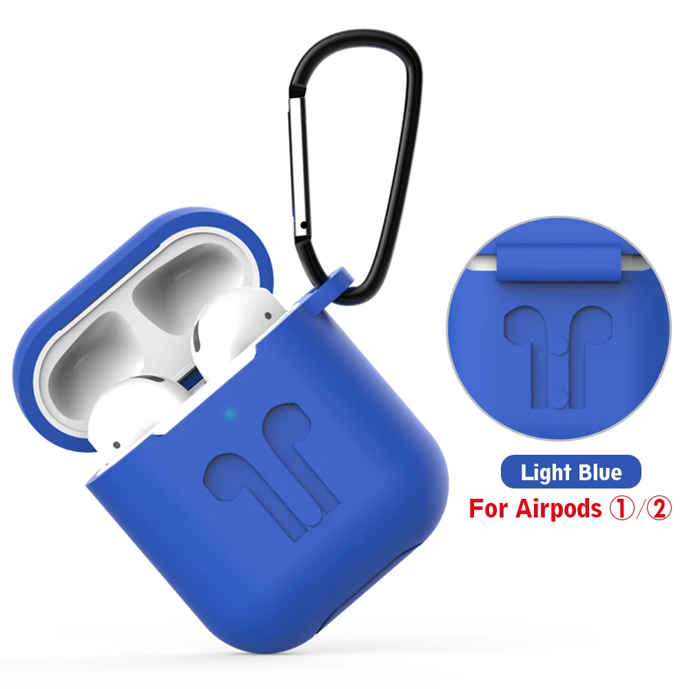 Для Apple Airpods 2 Чехол Мягкий силиконовый чехол для наушников s для Airpods 1 Air Pods чехол противоударный полная защитная оболочка Coque Fundas - Цвет: Синий