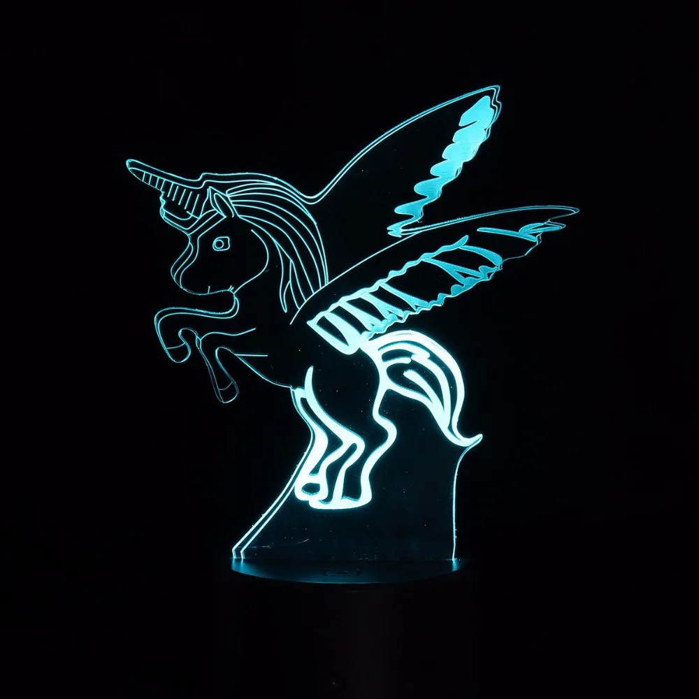 

3D Led Unicorns With Wings Modelling Table Lamp Touch Button Animal Night Light Led Luminaria Child Bedroom Sleep Lighting Decor