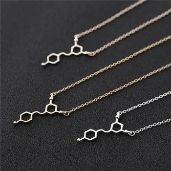 

New Chemical Molecular Science Structure Chemistry Geometric hexagon charm Necklace Red Wine dopamine Molecule Necklace jewelry