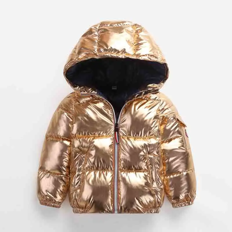 

BibiCola 2019 kids boys girls Parka Jacket snowsuit Children winter jacket for kids silver gold Boys girls Casual Hooded Coat