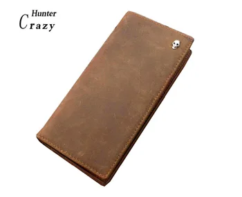 

Men's Vintage Cow Leather Mens Long Card Holder Wallet Coin Purse Brown