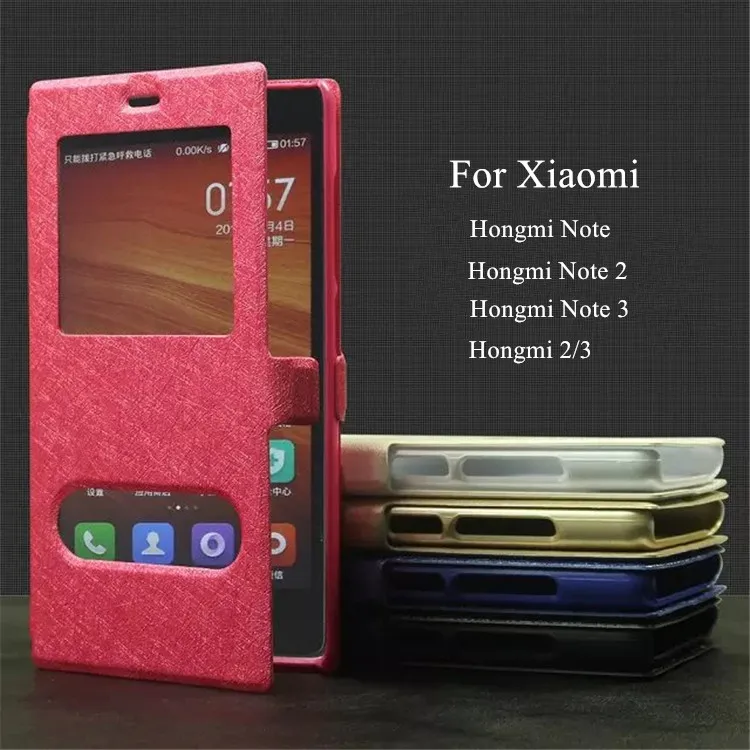 Luxury Silk Textured PU Leather Case For Xiaomi Redmi Note 2 3 Hard PC Plastic Back Cover Flip |