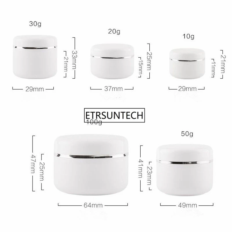

20pcs 20/30/50/100/150/250G Cream Jar Empty Cosmetic Container Facial Mask Canister Makeup Cream Bottle PP Plastic Box F2343