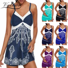 Новинка, купальник для женщин, купальник размера плюс 5XL, танкини, пуш-ап, два предмета, танкини с цветочным принтом, монокини без бретелей, большой размер