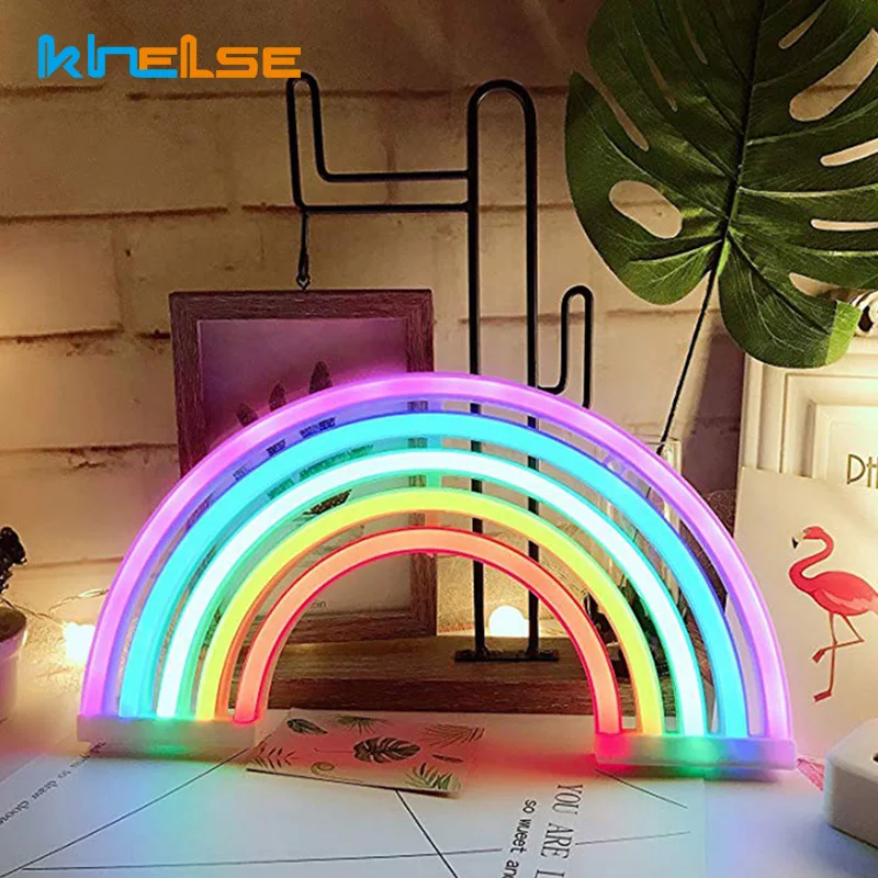 

New Cute Rainbow Neon Sign LED Rainbow Light Lamp For Dorm Decor Rainbow Decor Neon Lamp Wall Decor Christmas Neon Bulb Tube