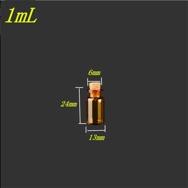 Маленькие прозрачные пустые стеклянные бутылки коричневые и прозрачные Подарочные бутылки подвески ожерелье флаконы банки ювелирные изделия 100 шт - Окраска металла: Amber 13x24mm