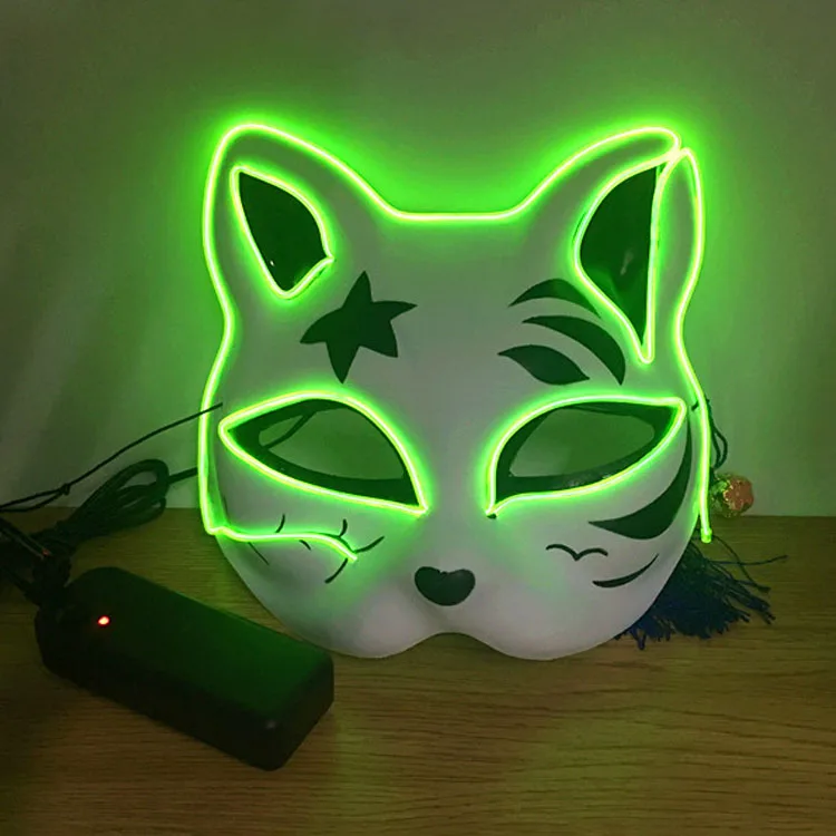 

EL wire Mask Flashing Cosplay LED MASK Costume cat Mask for Glowing dance Carnival Party Masks by 3V Steady on