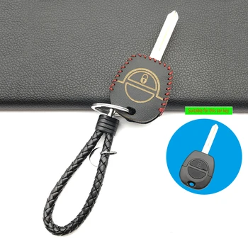 

Car Style 100% Leather Keypad Case Cover Car Wallet For Nissan Micra Almera Primera X-trail-Holder 2 Buttons Remote Control